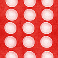 Red and White Shibori Circles Painting by Linda Woods Red and White Shibori Circles Painting by Linda Woods