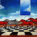 Red Horses with Zebra by Valerie Vescovi Red Horses with Zebra by Valerie Vescovi