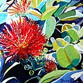 Red Ohia Lehua Flower by Marionette Taboniar Red Ohia Lehua Flower by Marionette Taboniar