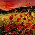 Red poppies and sunset Painting by Pol Ledent Red poppies and sunset Painting by Pol Ledent