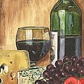 Red Wine and Cheese Painting by Debbie DeWitt Red Wine and Cheese Painting by Debbie DeWitt