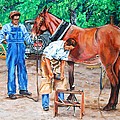 Reshoeing the Farm Mule Painting by Karl Wagner Reshoeing the Farm Mule Painting by Karl Wagner