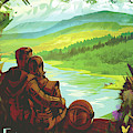Retro Space Travel Poster Of An Earth by Stocktrek Images