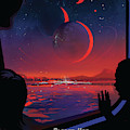 Retro Space Travel Poster Of Viewers by Stocktrek Images