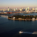 Retro Style Miami Skyline Sunrise and Biscayne Bay by Gary Dean Mercer Clark