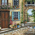 Romantic Tuscan Courtyard Painting by Marilyn Dunlap Romantic Tuscan Courtyard Painting by Marilyn Dunlap