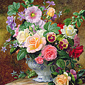 Roses pansies and other flowers in a vase by Albert Williams Roses pansies and other flowers in a vase by Albert Williams