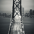 San Francisco - Oakland Bay Bridge BW by Adam Romanowicz