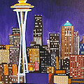 Seattle Skyline Painting by Kevin Hughes Seattle Skyline Painting by Kevin Hughes