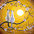 Siamese Cats Nestled in Golden Sakura Painting by Laura Iverson Siamese Cats Nestled in Golden Sakura Painting by Laura Iverson