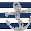 Silver Coastal On Blue Stripe I Mixed Media by Gina Ritter Silver Coastal On Blue Stripe I Mixed Media by Gina Ritter