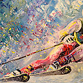 Skiing 08 Painting by Miki De Goodaboom