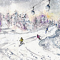 Skiing In The Dolomites In Italy 01 Painting by Miki De Goodaboom
