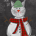 Snow Kitten Painting by Linda Woods Snow Kitten Painting by Linda Woods