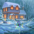 Snowy Bright Night Painting by Michael Humphries Snowy Bright Night Painting by Michael Humphries