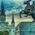 St. Louis Cathedral And Andrew Jackson- Artistic by Kathleen K Parker St. Louis Cathedral And Andrew Jackson- Artistic by Kathleen K Parker
