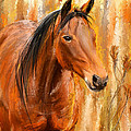 Standing Regally- Bay Horse Paintings Painting by Lourry Legarde Standing Regally- Bay Horse Paintings Painting by Lourry Legarde