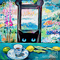 Tea Time Kitty Painting by Shijun Munns Tea Time Kitty Painting by Shijun Munns