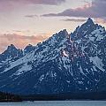 Teton Sunset on Jackson Lake Photograph by Aaron Spong