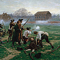 The Battle Of Lexington, 19th April 1775 Painting by William Barnes Wollen The Battle Of Lexington, 19th April 1775 Painting by William Barnes Wollen