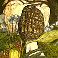 The Elusive Morel Among Violets Painting by Alexandria Weaselwise Busen The Elusive Morel Among Violets Painting by Alexandria Weaselwise Busen