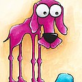 The Pink Dog and his blue ball Painting by Lucia Stewart The Pink Dog and his blue ball Painting by Lucia Stewart