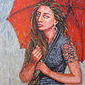 The Red Umbrella Painting by Jyotika Shroff The Red Umbrella Painting by Jyotika Shroff