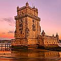 the tower of belem in Lisbon at sunset Photograph by Mitchell R Grosky the tower of belem in Lisbon at sunset Photograph by Mitchell R Grosky