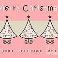 Three Trees Pink - Merry Christmas Greeting Card by Aimelle Ml