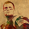 Tom Brady New England Patriots Quarterback Watercolor Portrait on Distressed Worn Canvas Mixed Media by Design Turnpike Tom Brady New England Patriots Quarterback Watercolor Portrait on Distressed Worn Canvas Mixed Media by Design Turnpike