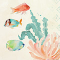 Tropical Teal Coral Medley I Painting by Lanie Loreth Tropical Teal Coral Medley I Painting by Lanie Loreth