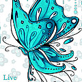 Turquoise Aqua Butterfly and Flowers Inspirational Painting Design Megan Duncanson Live Beautifully Painting by Megan Duncanson Turquoise Aqua Butterfly and Flowers Inspirational Painting Design Megan Duncanson Live Beautifully Painting by Megan Duncanson