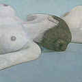 Two Figures Lying Painting by Steve Mitchell