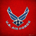 U. S. Air Force - U S A F Logo on Red Leather Digital Art by Serge Averbukh U. S. Air Force - U S A F Logo on Red Leather Digital Art by Serge Averbukh