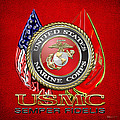 U. S. Marine Corps U S M C Emblem on Red Digital Art by Serge Averbukh U. S. Marine Corps U S M C Emblem on Red Digital Art by Serge Averbukh
