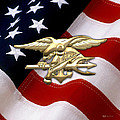 U. S. Navy S E A Ls Emblem over American Flag Digital Art by Serge Averbukh U. S. Navy S E A Ls Emblem over American Flag Digital Art by Serge Averbukh