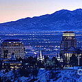 Utah Capitol and Oquirrh Mountains Winter Sunset Photograph by Gary Whitton
