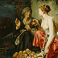Vertumnus and Pomona Painting by Attributed to Caesar van Everdingen Vertumnus and Pomona Painting by Attributed to Caesar van Everdingen