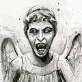 Weeping Angel Watercolor - Don't Blink Painting by Olga Shvartsur Weeping Angel Watercolor - Don't Blink Painting by Olga Shvartsur