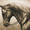 Western Horse Painting In Sepia Painting by Crista Forest Western Horse Painting In Sepia Painting by Crista Forest