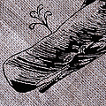 Whale on burlap by Konni Jensen