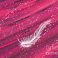 White spiritual feather on pink streak by Carolyn Bennett Painting by Simon Bratt White spiritual feather on pink streak by Carolyn Bennett Painting by Simon Bratt