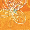 White Flower on Orange Painting by Linda Woods White Flower on Orange Painting by Linda Woods