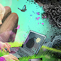 Woman Using Laptop Outdoors With Binary Photograph by Ikon Ikon Images Woman Using Laptop Outdoors With Binary Photograph by Ikon Ikon Images