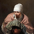 Young Woman Warming her Hands over a Brazier Painting by Caesar van Everdingen Young Woman Warming her Hands over a Brazier Painting by Caesar van Everdingen