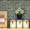 Clean kitchen worktop with kitchen items Photograph by Simon Bratt Clean kitchen worktop with kitchen items Photograph by Simon Bratt