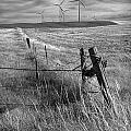 Fence Corner And Wind Turbines On A Farm In Alberta by Randall Nyhof Fence Corner And Wind Turbines On A Farm In Alberta by Randall Nyhof