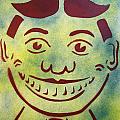 Red on yellow and blue Tillie Painting by Patricia Arroyo Red on yellow and blue Tillie Painting by Patricia Arroyo
