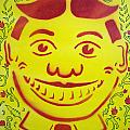 Red on yellow with decoration Tillie Painting by Patricia Arroyo Red on yellow with decoration Tillie Painting by Patricia Arroyo
