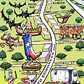 SOCO South Congress Ave ATX Cartoon Map Painting by Kevin Middleton SOCO South Congress Ave ATX Cartoon Map Painting by Kevin Middleton
